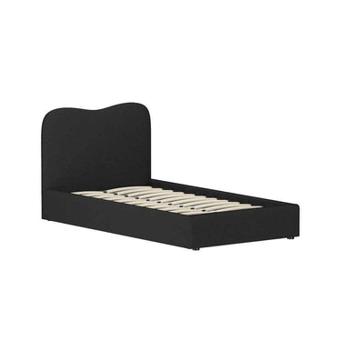 DARA King Single Bed Frame - Elegant Black Boucle Fabric with Padded Headboard